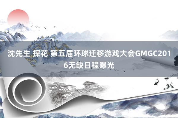 沈先生 探花 第五届环球迁移游戏大会GMGC2016无缺日程曝光